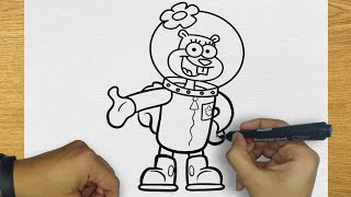 HOW TO DRAW SANDY CHEEKS STEP BY STEP | DRAWING SANDY FROM SPONGEBOB