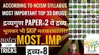 द्रव्यगुण विज्ञान paper=2 Most Important Drugs=8 [ACCORDING TO NCISM SYLLABUS]