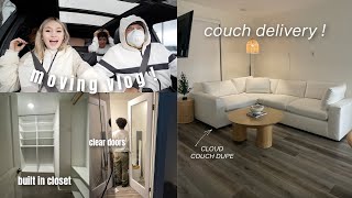 MOVING INTO OUR NEW HOUSE | new couch, closet installation, new doors