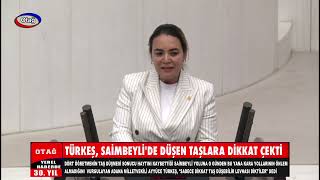 TÜRKEŞ SAİMBEYLİ'DE DÜŞEN TAŞLARA DİKKAT ÇEKTİ