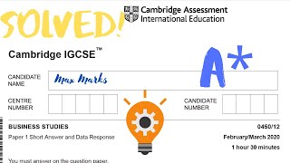 IGCSE (O-level) Business Studies Paper 1 March 2020 Solved Cambridge International Exams