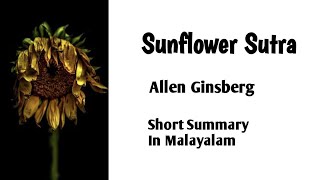 Sunflower Sutra / Allen Ginsberg / Short Summary in Malayalam