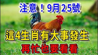 注意！9月25號，這4個生肖有大事發生，你再忙再有錢也要看看！|平安是福#風水 #運勢 #佛教 #生肖 #人生感悟