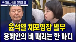 윤석열 체포영장 발부...용혜인의 뼈 때리는 한 마디