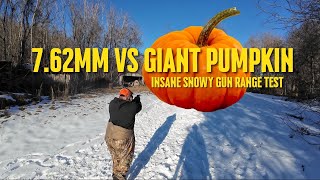 7.62mm vs Giant Pumpkin Explosion! 🎃🔥 | Insane Snowy Range Test