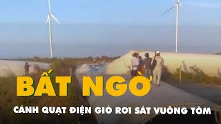 Cánh quạt điện gió rơi sát vuông tôm của người dân ở Bạc Liêu