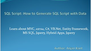 SQL DB Script: How to Generate SQL Script with Data