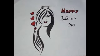 Happy Women"s Day wishes drawing | easy drawing step by step