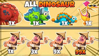 Dino Bash 2 Challenge - Dinosaur vs 99x Caveman Army Unlimited - WHO WILL WIN  ?