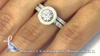 ER-0223 - 1.91 Carat E-SI1 Diamond Engagement Ring \u0026 Wedding Band Set 14k Gold Pave Halo