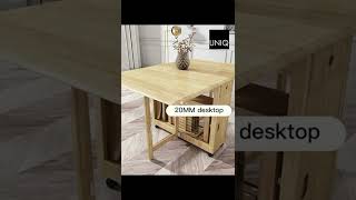 Modern Style Burlywood Storage Table 4 Chairs Folding Wooden Dining Table