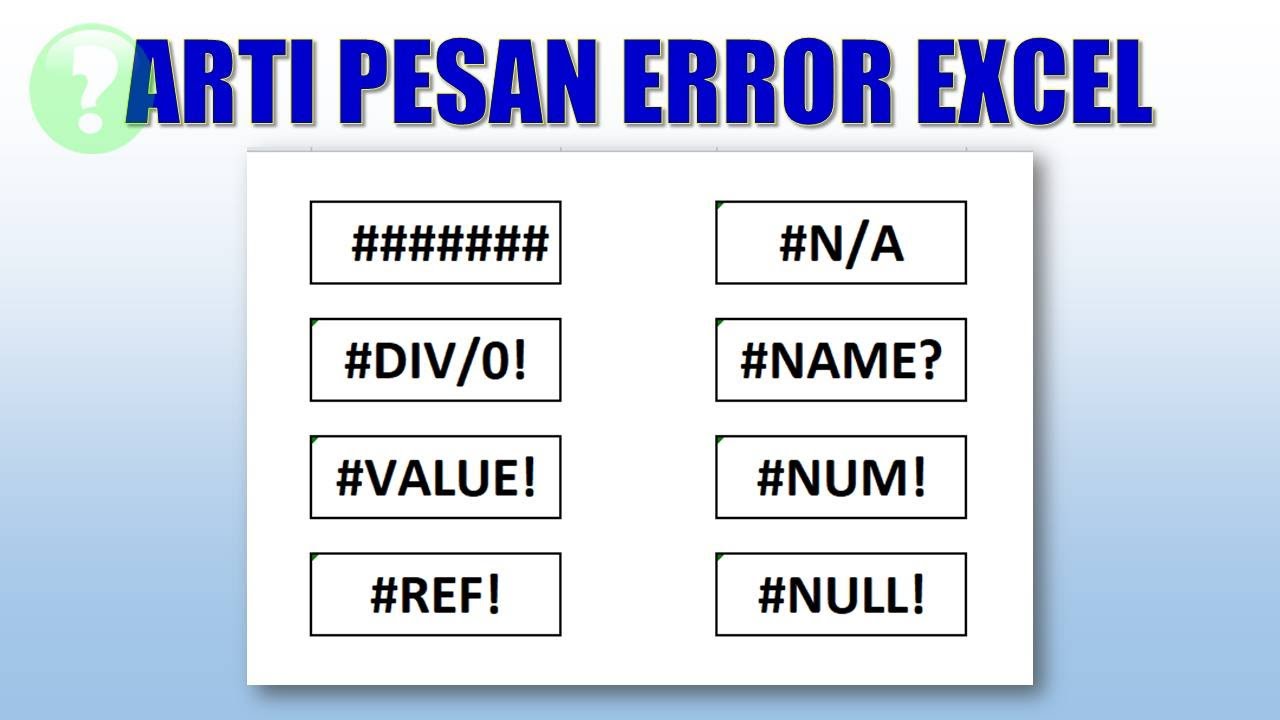 Arti Pesan Error Di Excel - YouTube