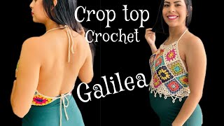 🦋Crop Top con Cintillas Galilea #topcroche #patroncrochet #tejidos