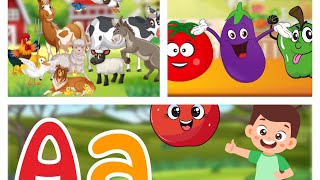 WORDS THAT START WITH Aa | Vegetable Names with Pictures | DOMESTIC ANIMALS | Learn | Kids TV 2025