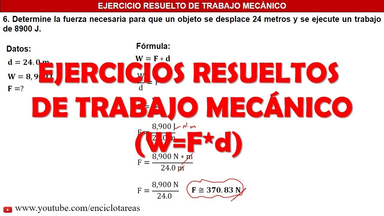 TRABAJO MECÁNICO - EJERCICIOS RESUELTOS - YouTube