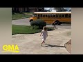 Mom shares adorable video of daughter welcoming sisters home rain or shine I GMA