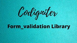 how to use form validation in codeigniter|Hindi