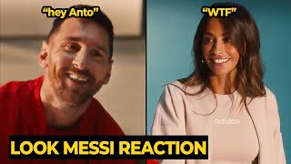 Messi's funny reaction teasing Antonela behind the scenes of an Adidas commercial photoshoot