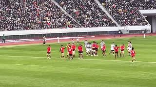 第58回全国大学ラグビーフットボール選手権大会決勝 帝京大学 vs 明治大学 後半28分 スクラム（2022年1月9日）