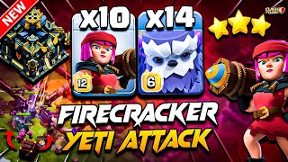 Th17 FIRECRACKER Attack With YETI 2025 | Best TH17 Attack Strategy With Firecracker Clash Of Clans