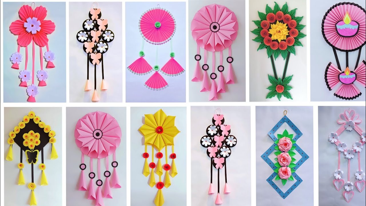 10 Quick Easy Paper Wall Hanging Ideas / Heart Flower Wall Decor ...