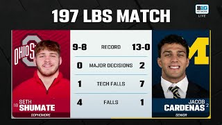 197 LBs: Michigan's Jacob Cardenas vs. Ohio State's Seth Shumate | Big Ten Wrestling | 02/01/2025