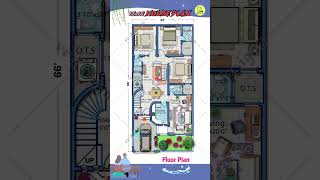 32’× 66’ House Plan with Car Parking, 3BHK, 32 by 66 Home Plan, 32*66 House Design #housemap