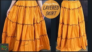 DIY LONG LAYER SKIRT | How to Make Trendy LAYERED SKIRT Full Tutorial