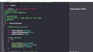 Using Classes in the Swift Playground