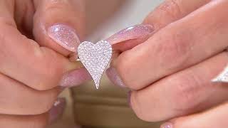 Diamonique x Jennifer Miller Pave Heart Ring, Sterling Silver on QVC