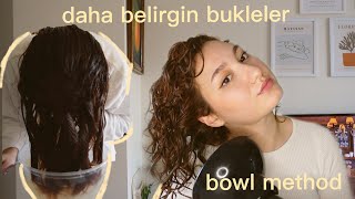 kabarmayan belirgin bukleler | kıvırcık saç şekillendirme // bowl method