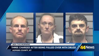 Three charged after being pulled over with drugs in Hopkins County, deputies say