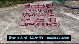 #1019 의성가음부동산 군위읍 2차선옆 남향 확트인 언덕뷰 자두 복숭아밭 1415평 9200만 (당6.5만) 싼물건 수확많음 전기수도0 큰차진입0 다용도땅 귀농 주말농장 #군위읍