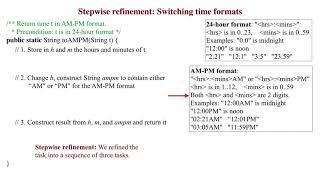 Stepwise refinement: Changing time formats