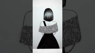 how to a draw Beautiful black dress with glitter#blackdress  #drawingideas#girldressdrawing #shorts