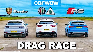Porsche Turbo v Audi RS v Alfa Quadrifoglio - DRAG RACE