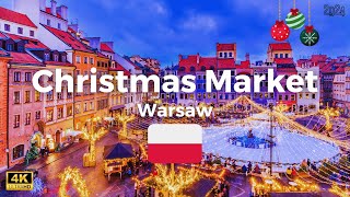 Magical Warsaw Christmas Market Tour 2024 🎄 | Walking Tour in Warsaw, Poland 4k