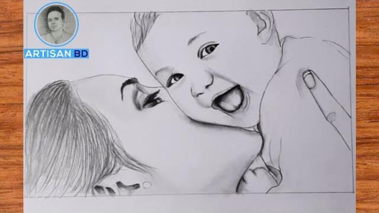 Pencil Sketch Of Mother And Daughter How To Draw Mom And Daughter Easy