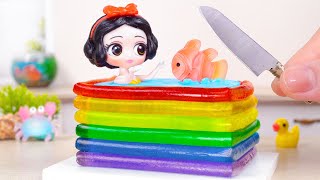 Beautiful Miniature Rainbow Cake Decorating | Awesome Tiny Snow White With Swimming Pool Jelly Cake