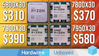 Ryzen 7 5800X3D vs. Ryzen 7 7800X3D, Ryzen 9 7900X3D & 7950X3D, Gaming Benchmark