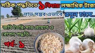 রসুন চাষ পদ্ধতি# রসুন চাষের জমি তৈরি সার প্রয়োগ ও রোপন পদ্ধতি# ১ বিঘা রসুন চাষে লক্ষাধিক টাকা লাভ !