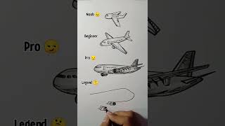 Aeroplane Drawing with noob, beginners, pro, legend #shorts #shorsfeed