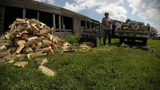 Splitting a load of firewood timelapse.