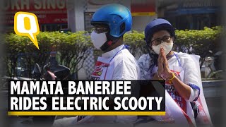 Bengal Elections 2021 | Mamata Banerjee Rides Electric Scooter to Protest Fuel Price Hike