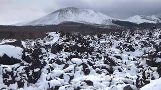 【嬬恋・鬼押出し園】奇岩と雪 モノトーンの世界