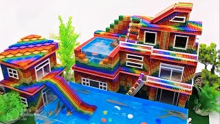 Building mine craft castle with DIY🤩 cardboard Roof for house beauty from magnetic Balls (ASMR)