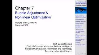 MVG - Lecture 11b: Bundle Adjustment & Nonlinear Optimization (Part 1)