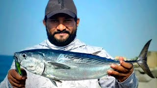 Shore jigging Ep 2,We Got Our First 🥵TUNA🎣 ,Deep Sea Jeddah Obhur,DOG TEETH TUNA