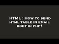 HTML : How to send html table in email body in php?