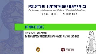 dr Maciej Berek | Problemy teorii i praktyki tworzenia prawa w Polsce